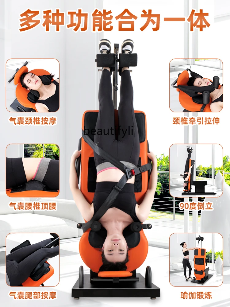 Inversion Table Electric Household Hot Compress Moxibustion Cervical and Lumbar Traction Stretching Auxiliary Fitness Equipment