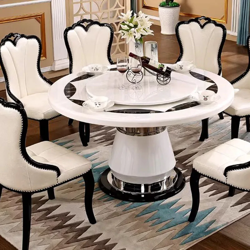 طاولة طعام مستديرة جانبية وحدة تحكم مركزية صالة فاخرة طاولة طعام محمولة خدمة بيسترو Mesas De Jantar أثاث غرفة المعيشة