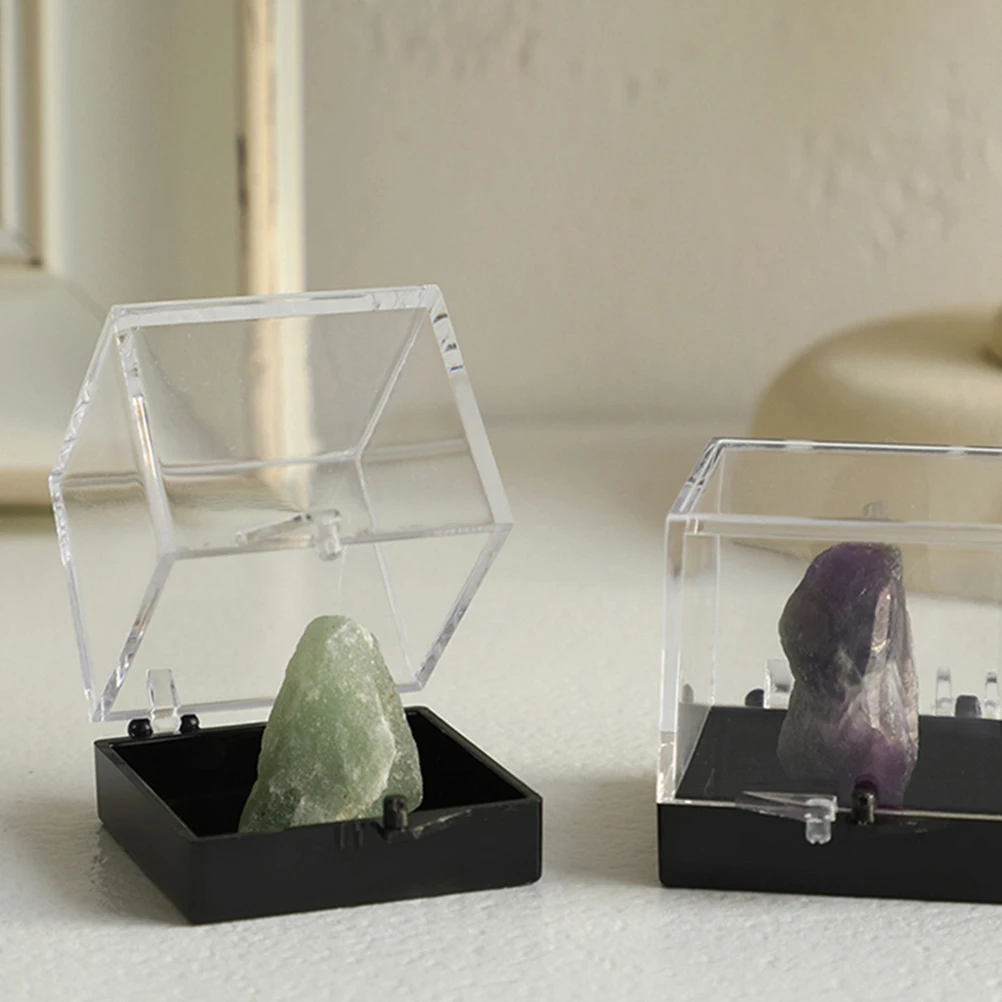 

Specimens Display Box Storage Boxes Natural Rough Mineral Holder Transparent Plastic Gems Case