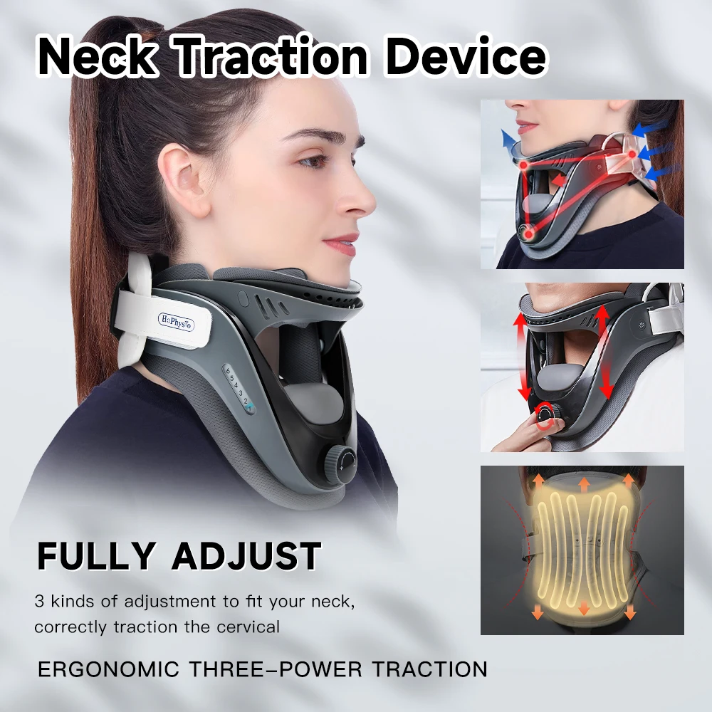 Cervical Neck Traction Device, 5 Airbag Support for Neck Pain Relief Neck Stretcher Air Pump Adjustable Neck Brace