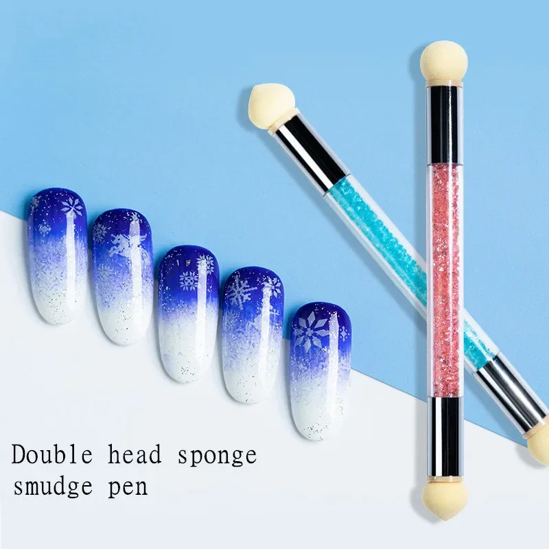 

Цельная кисть для смешивания ногтей, двуглавая ручка для теней, точечная кисть, губка для ногтей, градиентная ручка со стразами, кисть для дизайна ногтей