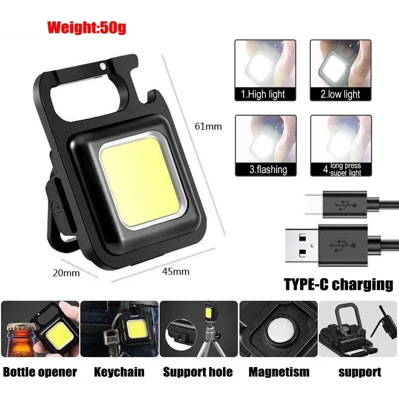 Mini LED Keychain Lights Pocket Work Light Portable IPX4 Waterproof Multifunction Flashlight for Outdoor Camping Lighting