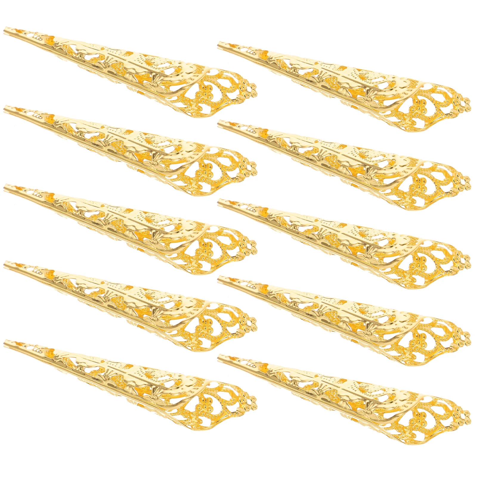 

10pcs Metal Hollow Fake Rings For Women, Finger Claw Jewelry, Fingertip Claw Ring Set, Halloween Cosplay Nail Art, Full Finger