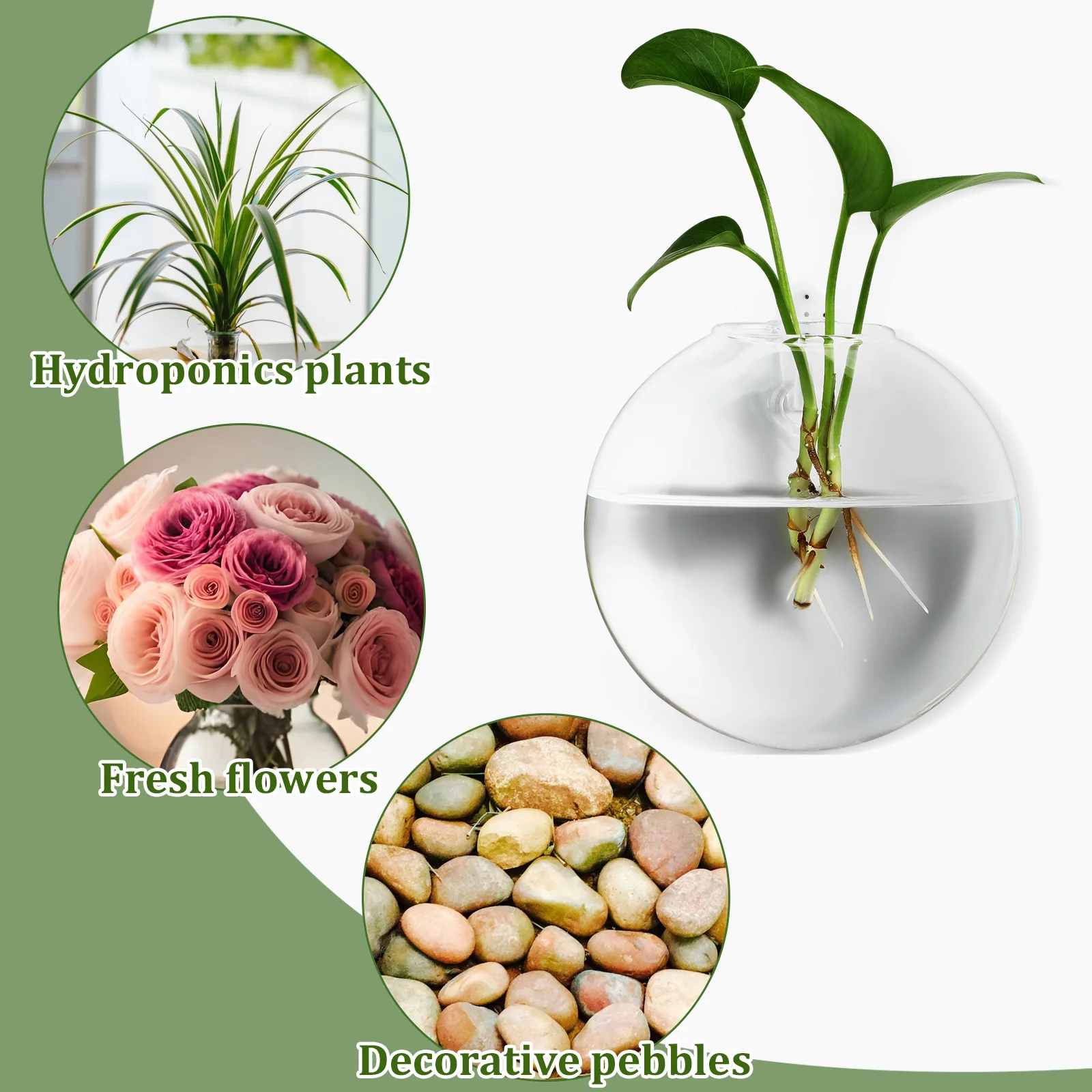 

4 Pcs Oblate Hanging Flower Pots Wall Vase Home Decor Centerpiece Propagation Glass Propagation Station Vases Office New 2025
