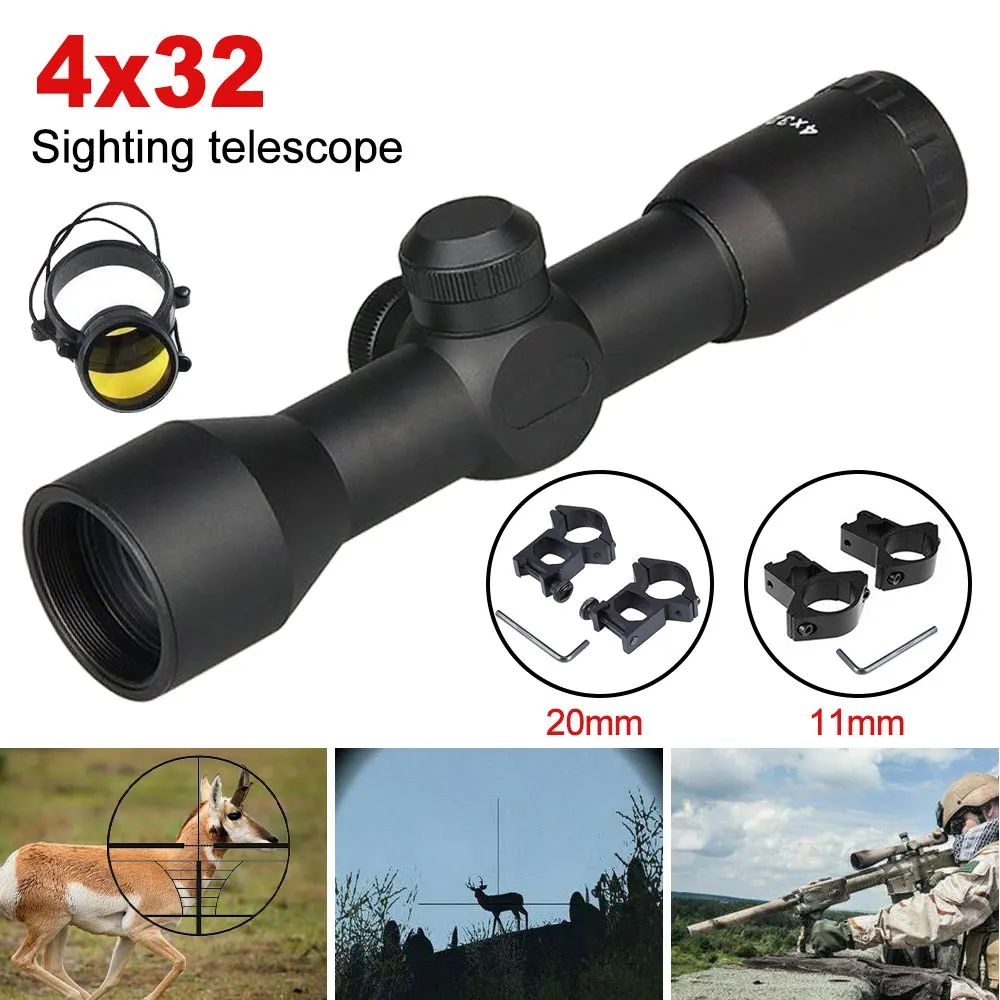 4X32 Light free Monotube Telescope 11/20mm Tactical Rifle Mirror Shotgun Mirror Telescope with Bracket Optical Hunting