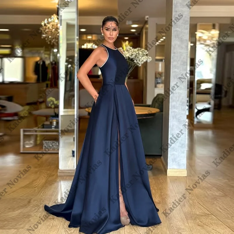 Lange arabische schwarze Abendkleider, Partykleider, luxuriöses glitzerndes Satin-Kleid, maßgeschneidertes Anlasskleid, maßgeschneidert