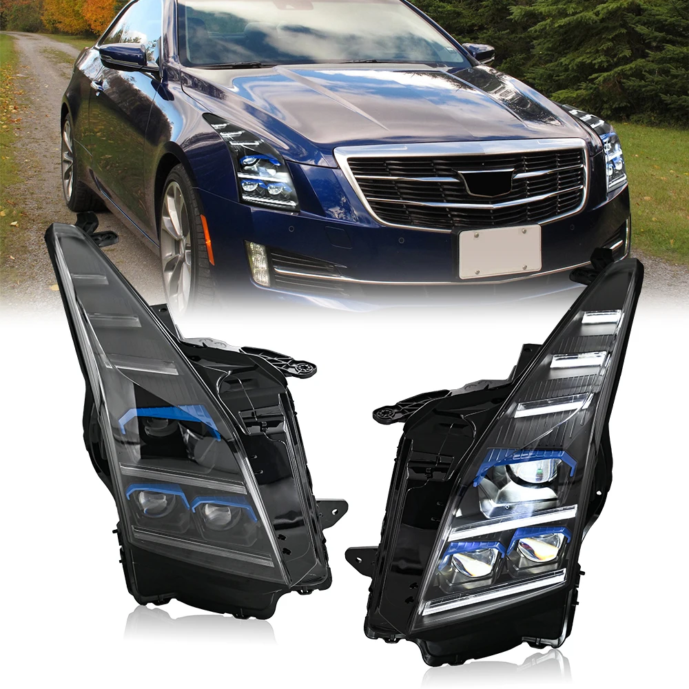 المصابيح الأمامية لكاديلاك ATS 2013-2018 مع إشارة الانعطاف المتتابعة للرسوم المتحركة #1