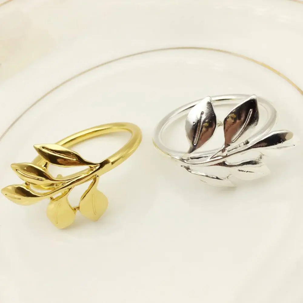 Leaves Napkin Ring Holder Metal Buckle Wedding Birthday Home Party Decoration