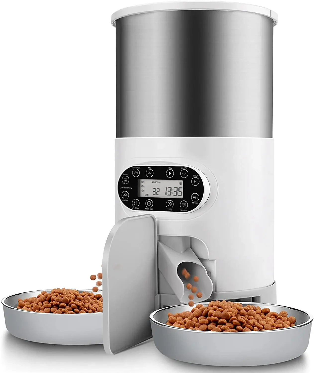 

Новый 4,5 л двусторонний разветвитель, кормушка для домашних животных, двойная чаша, диспенсер для еды с таймером, автоматическая кормушка для домашних животных, двойная чаша, автоматическая кормушка для домашних собак