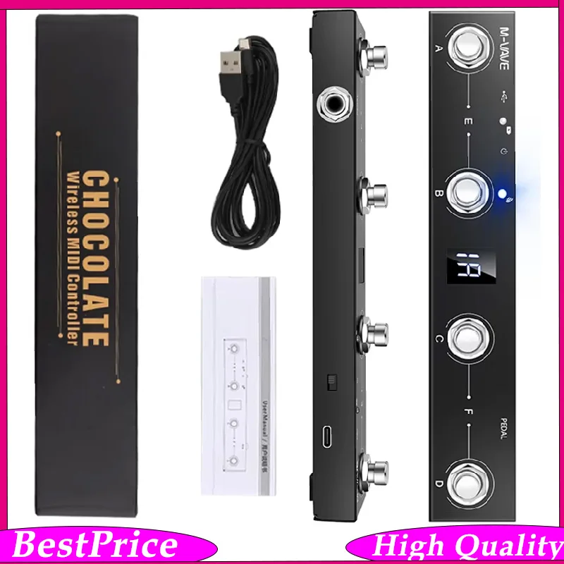 M-VAVE Chocolate MIDI Controller BT Rechargeable 4 Buttons MIDI Controller Pedal APP Control with Wireless Transmission System