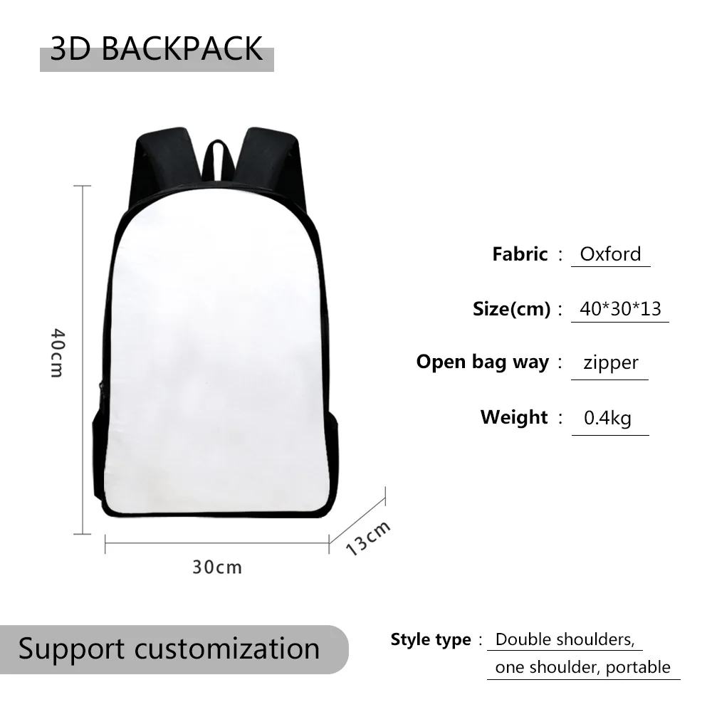 Mochilas personalizadas unissex, adicione sua imagem, foto, logotipo, pano oxford, impressão 3d, básico, casual, escola, estudo, mochila de viagem, sacos de livro diy