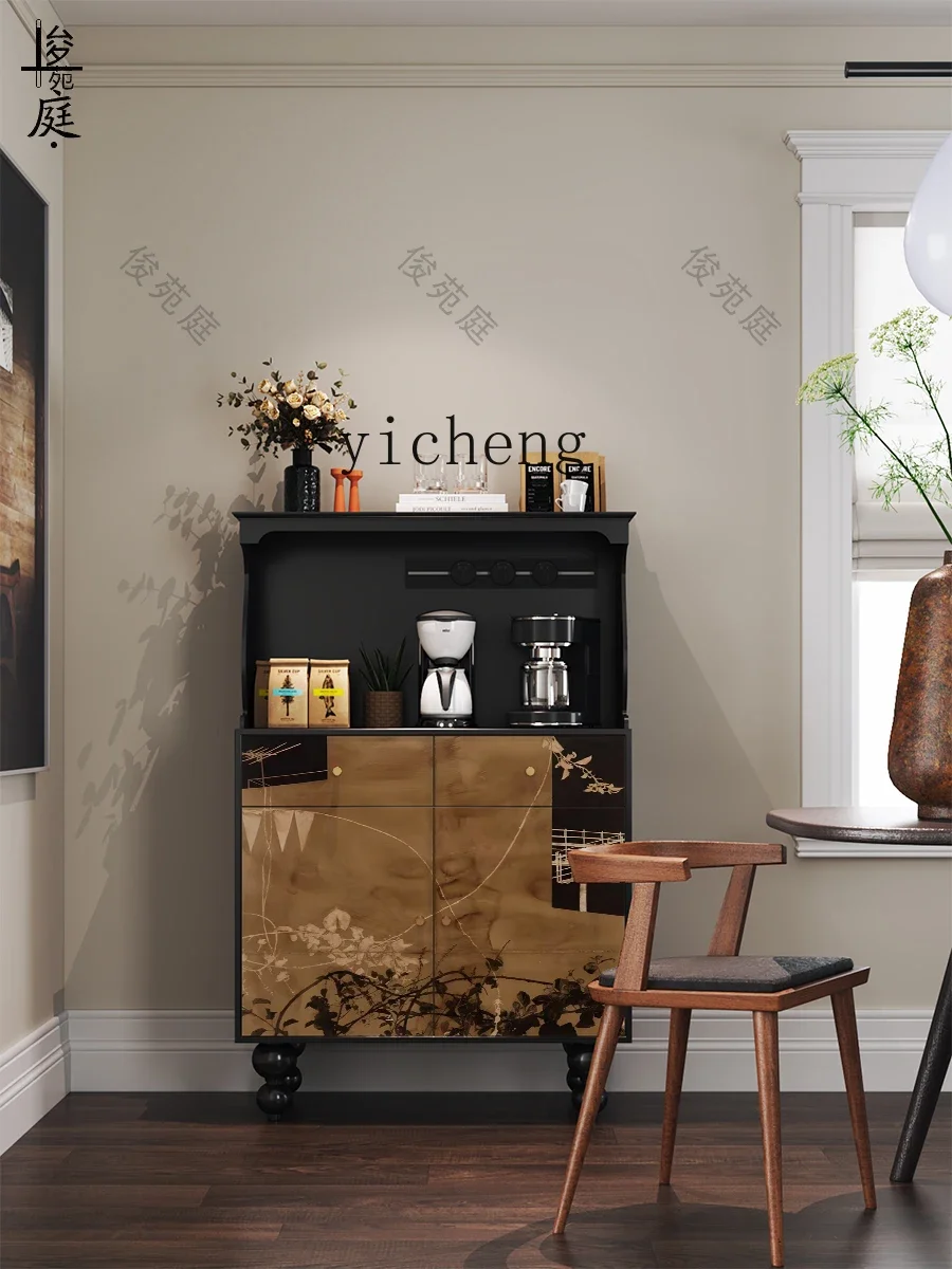 TQH retro small coffee machine cabinet living room by the wall side cabinet integrated storage decorative cabinet