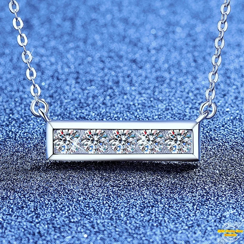 1.0ct Moissanite S925 Silver Necklet Pendant for Women Men Plated Platinum Peaceful Card Charm Necklace Jewelry Wholesale