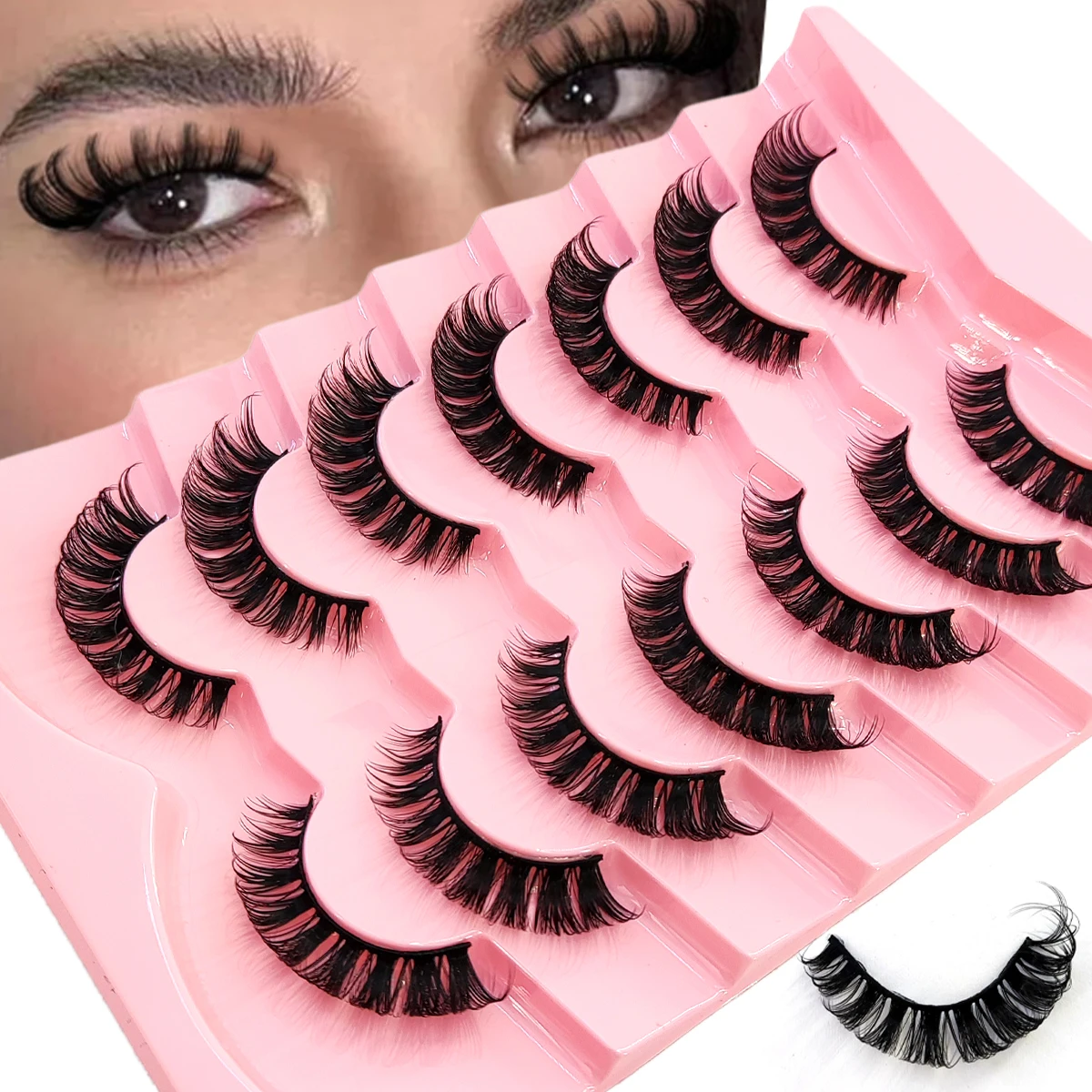 HBZGTLAD 7/10/14 Doppelte Natürliche Russische Gestreifte Wimpern Flauschige Nerz Wimpern 3D Falsche Wimpern Flauschige Curling Falsche Wimpern Verlängern