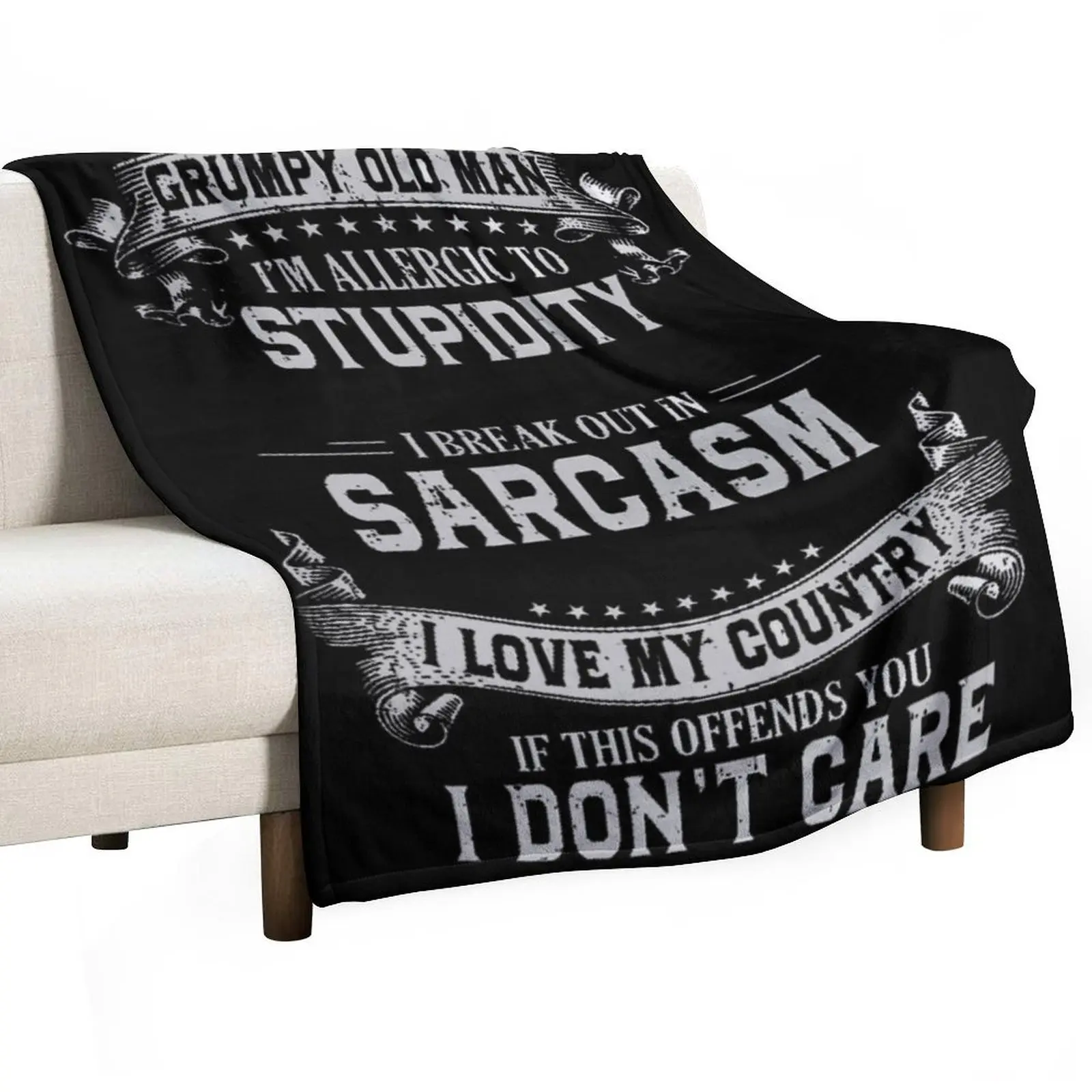 GRUMPY OLD MAN ; Sayings Print Throw Blanket for winter Winter beds Furry Fashion Sofas Soft Plush Plaid Soft Plaid Blankets