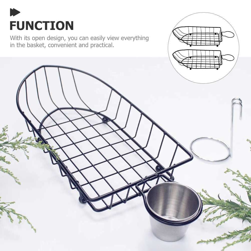 

2Pcs Bread Chicken Basket Set Storage Kitchen Western No Paint Oval Reusable Fruit Fry MultiFunction Food Container