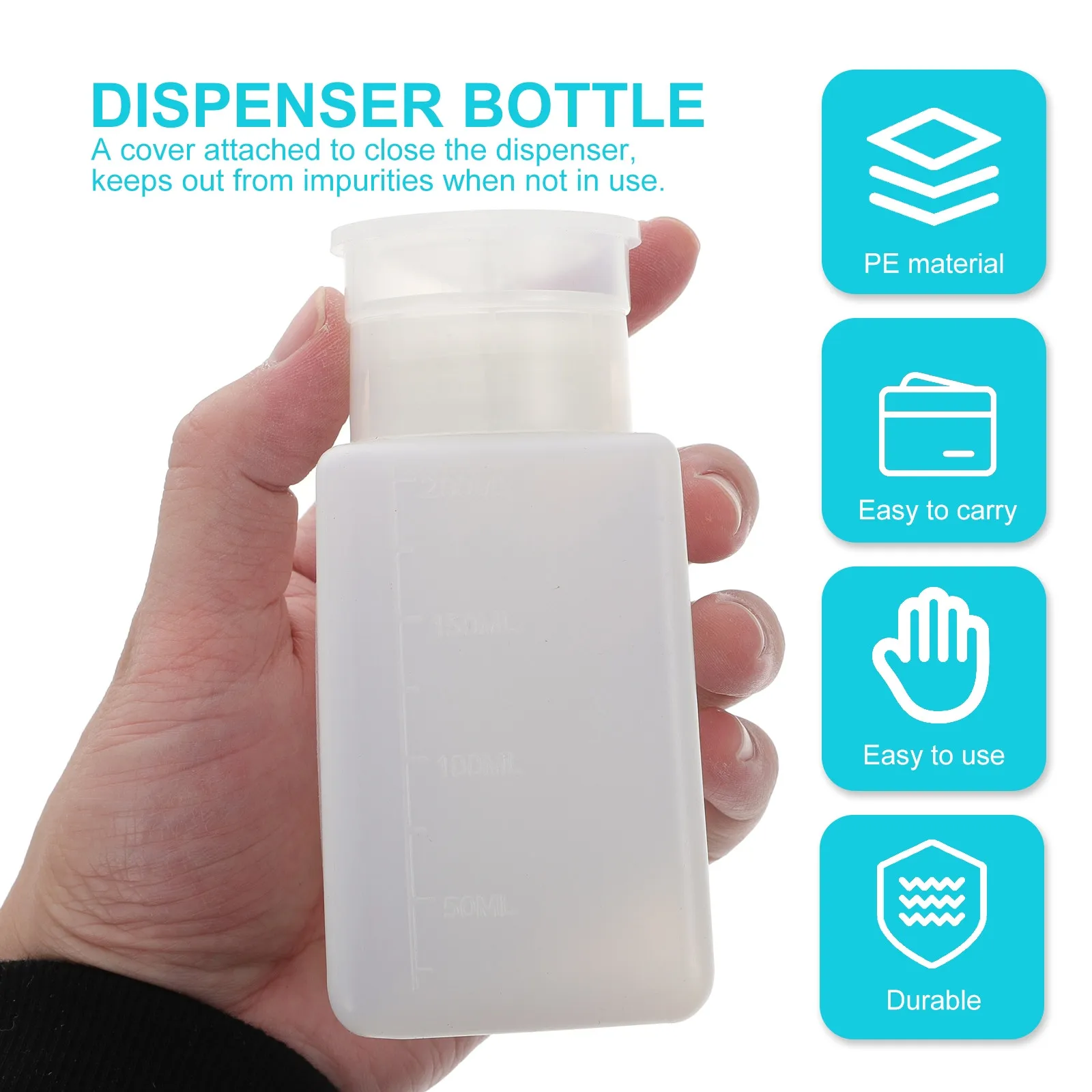 2Pcs Portable Press Alcohol Dispenser Bottles Leakproof Design for Skin Care Makeup Remover Liquid Storage Empty Bottles
