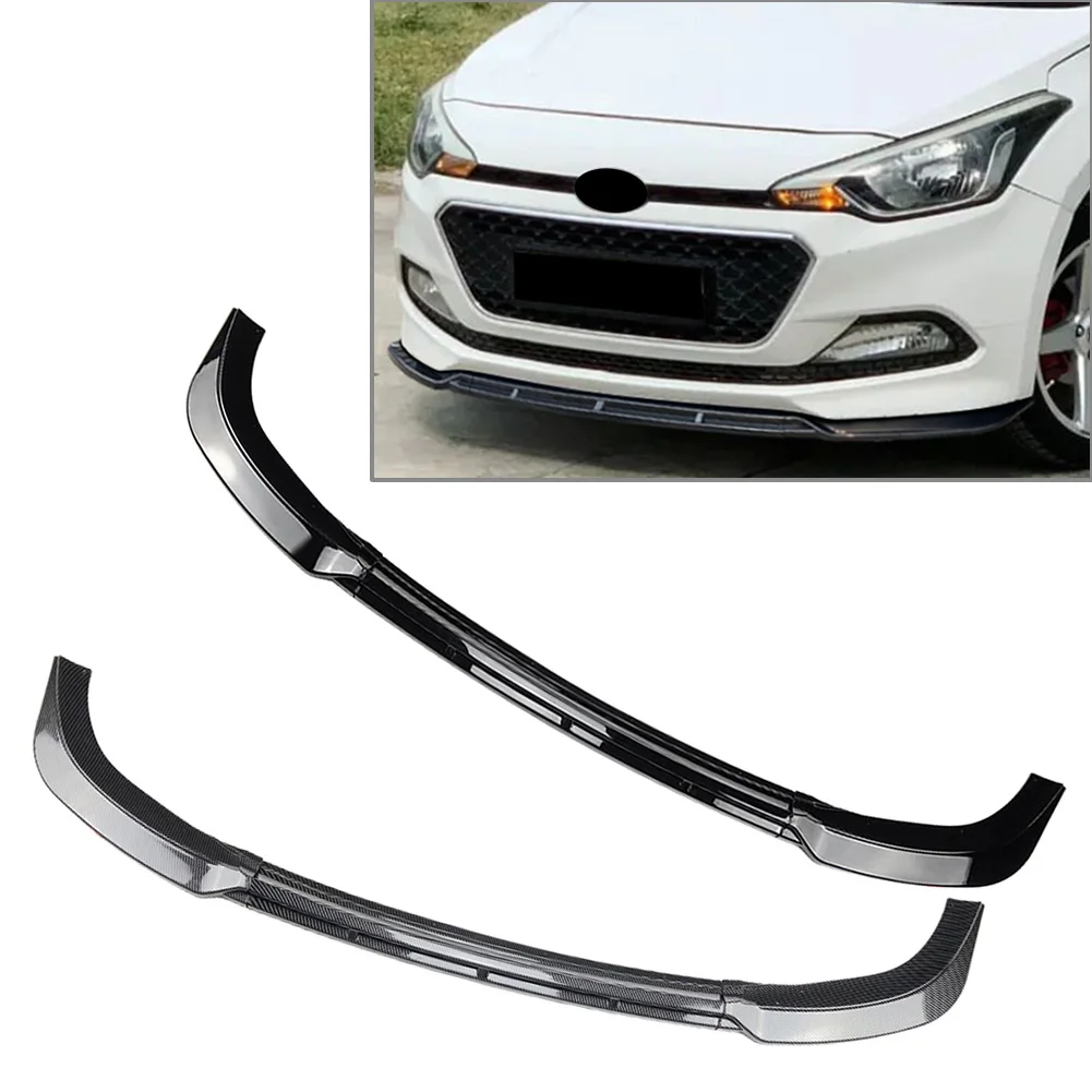 

Car Front Bumper Spoiler Splitter Lip Trim For Hyundai I20 MK2 2015 2016 2017 Glossy Black/Carbon Fiber 3Pcs