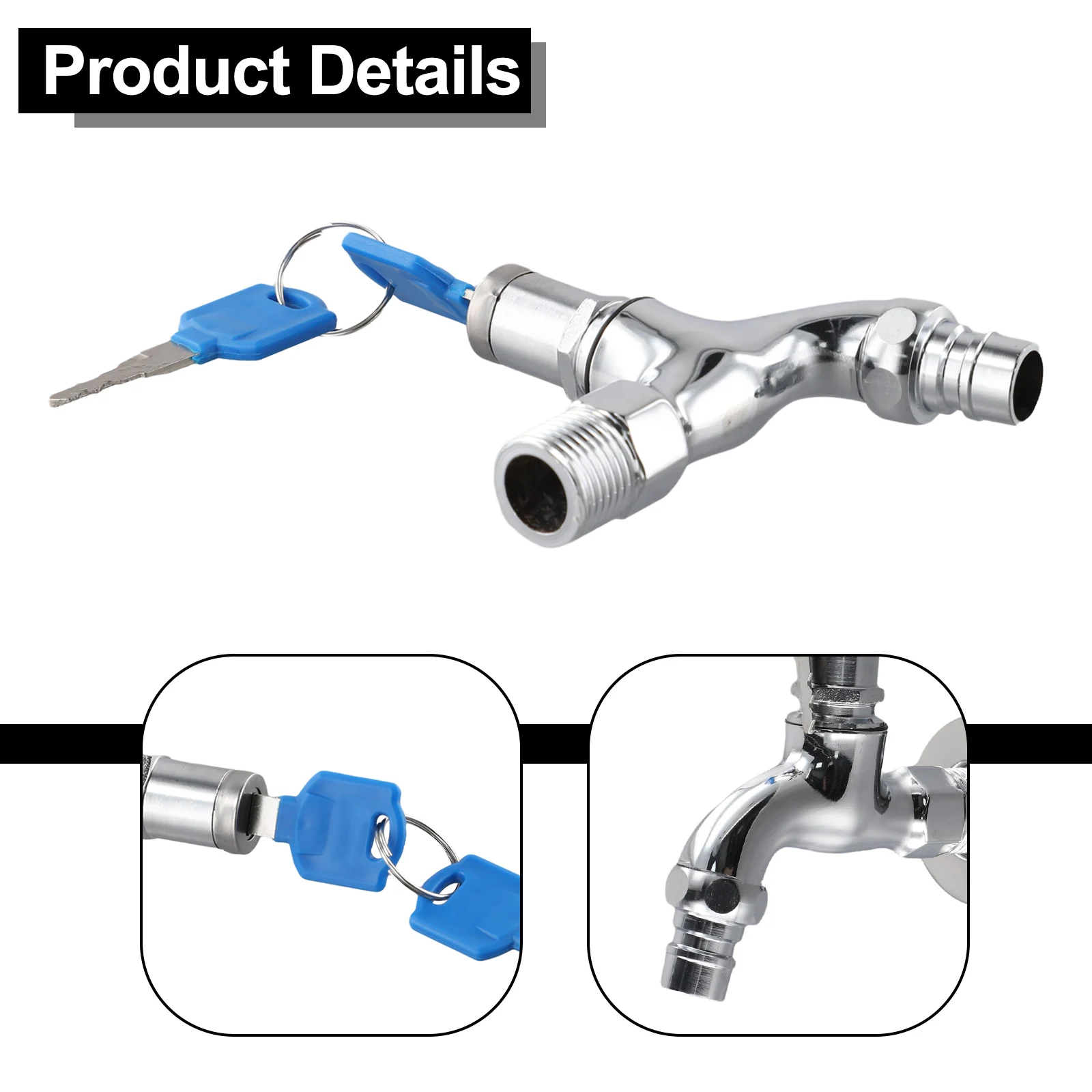 Lockable Faucet Outdoor Faucet Faucet Quick Opening Silver 1/2 \
