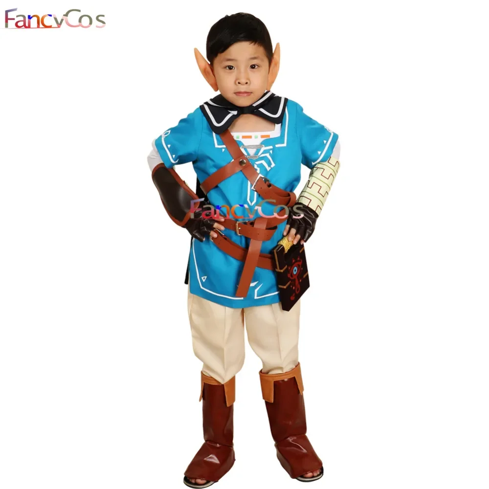 Halloween Boys Link Outfit BOTW Cosplay Sheikah Slate Uniform Link Cloak Breath of the Wild Link Cosplay Costume Game Anime