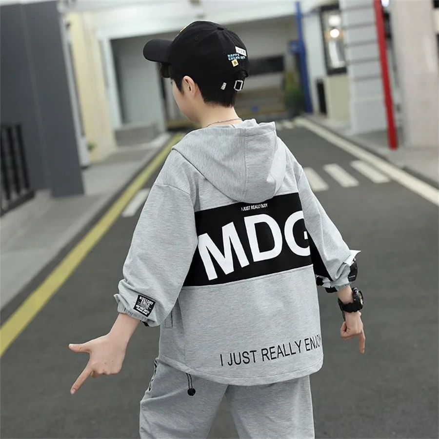 2023 Autumn Kids Boys Set Clothes Boys Long Sleeve Zipper Coat+Elastic Sweatpant Sport Clohting Child Tracksuit 4-14Years