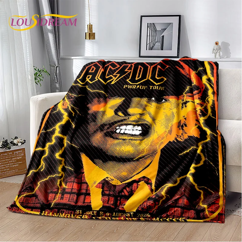 3D Retro AC/DC Rock and roll Band Music Soft Blanket,Soft Throw Blanket for Home Bedroom Bed Sofa Picnic Travel Cover Child Gift