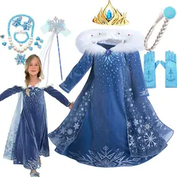 Disney Inspired Olaf's Adventure Fancy Elsa Winter Dress for Girls Frozen Carnival Cosplay Halloween Snow Queen Princess Dress