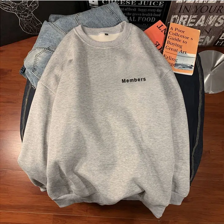 

Женские толстовки Женская плюшевая одежда Повседневный дизайн Спортивная одежда в американском стиле Femme Упрощенные однотонные детали с круглым вырезом