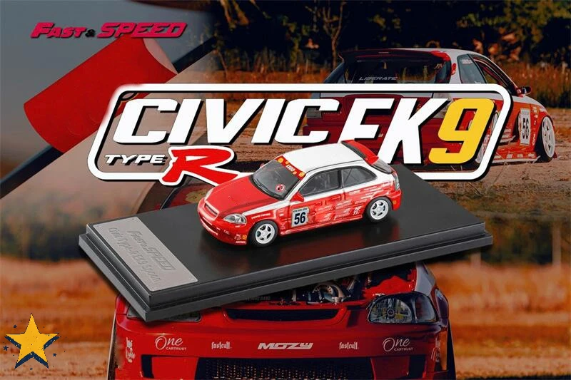 

Машинка Fast Speed FS 1:64 Civic Type-R Mk1 EK9 Spoon Red Lego # Коллекционная модель автомобиля из сплава, лимитированная серия 56/999