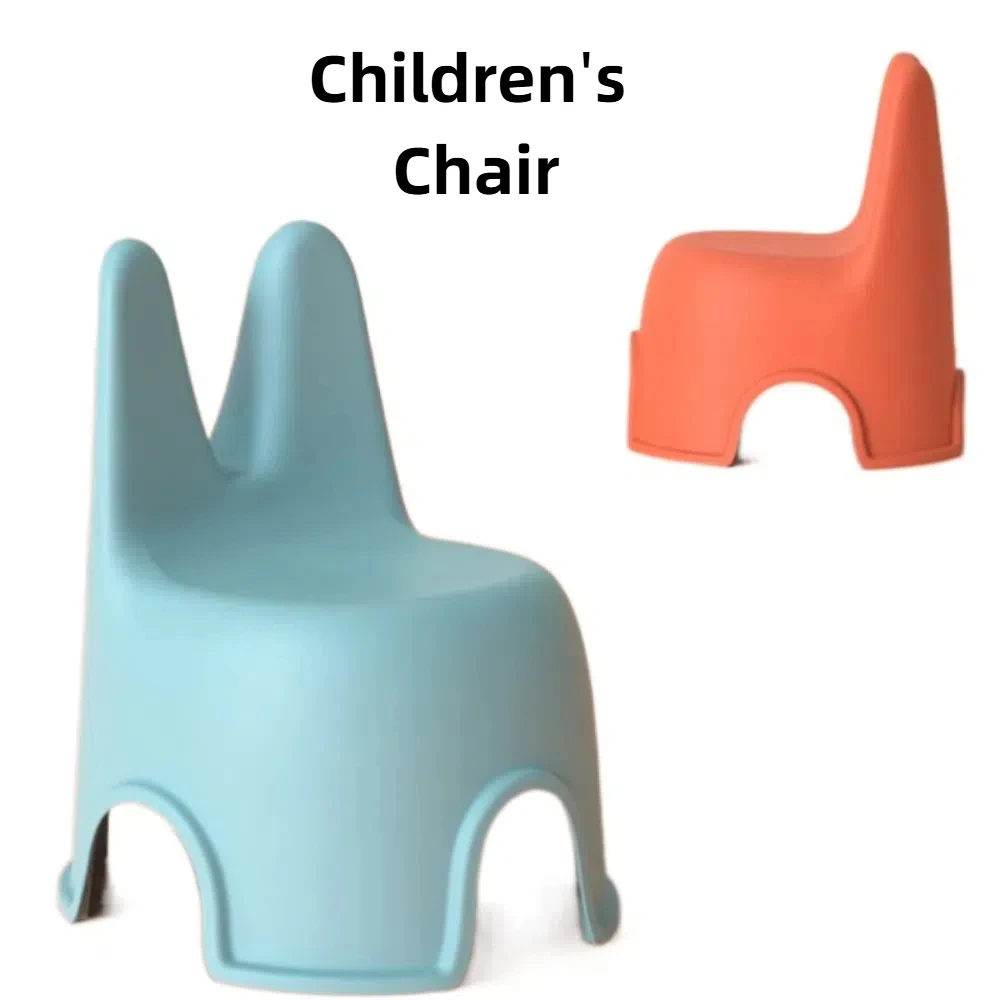Creative Plastic Children's Chair Stable Rabbit Ears Dining Chair Anti-slip Thickened Back Chair Baby