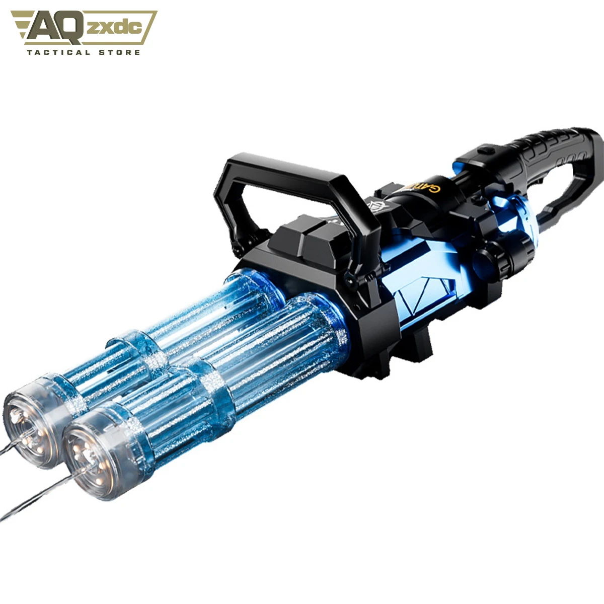 New Summer Continuous Shooting Gatling Water Gun Simulated Flame Sensor Light Fully Automatic Water Gun with Manual Power Device