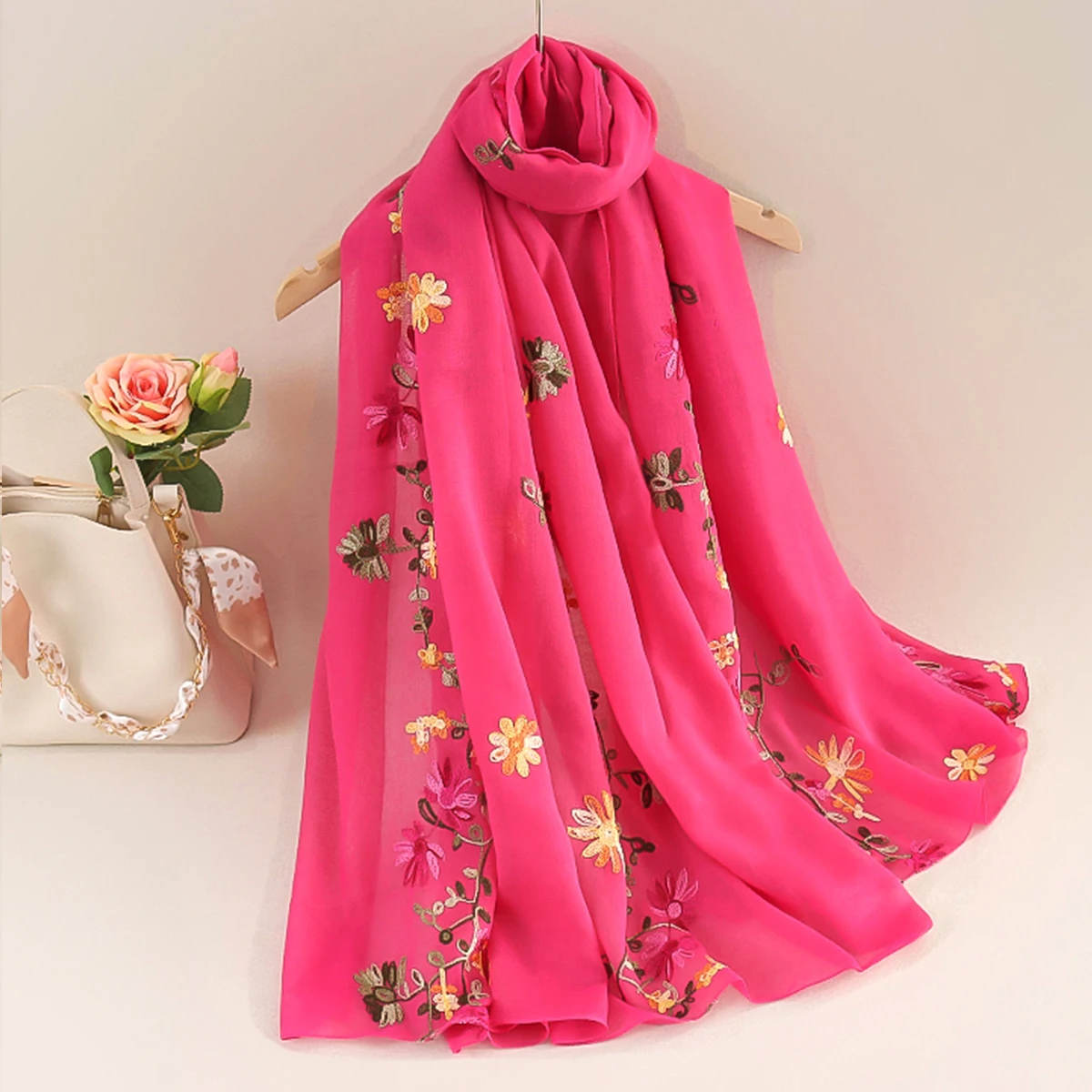 New spring and summer female literary national wind shawls cotton and linen long sunscreen travel scarf dual-purpose embroidery