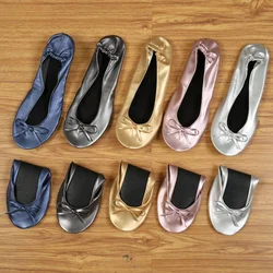 After Party Shoes Fashion Women Shoes Flats Portable Fold Up Bridal Prom Ballerinas Flat Shoes Roll Up Foldable Ballets