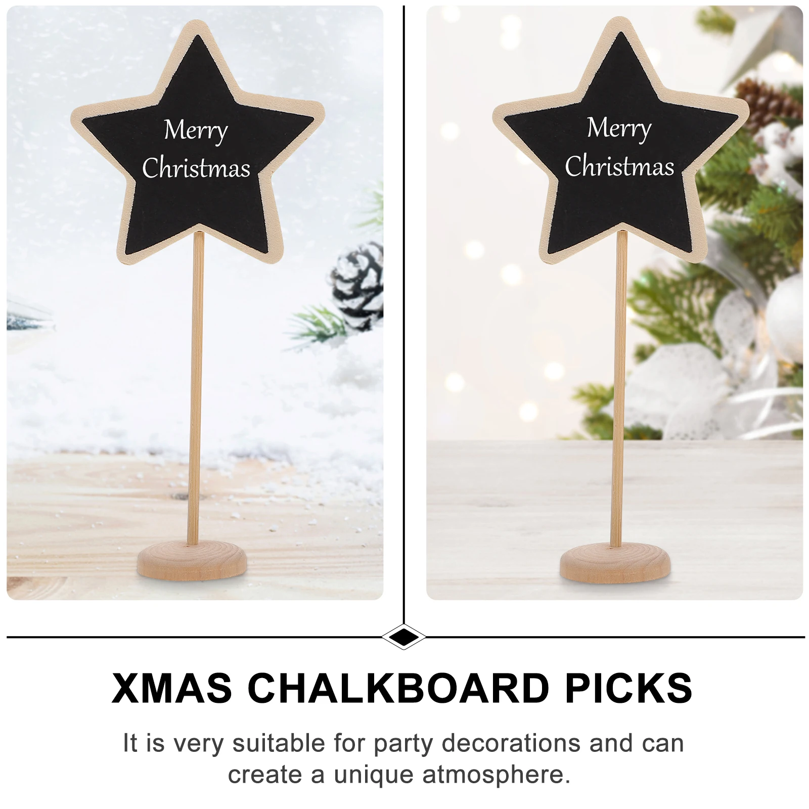 

10pcs Mini Chalkboard Signs Small Christmas Decor Blackboard Picks Xmas Plant Toppers Wooden Message Boards Flowerpot Signs