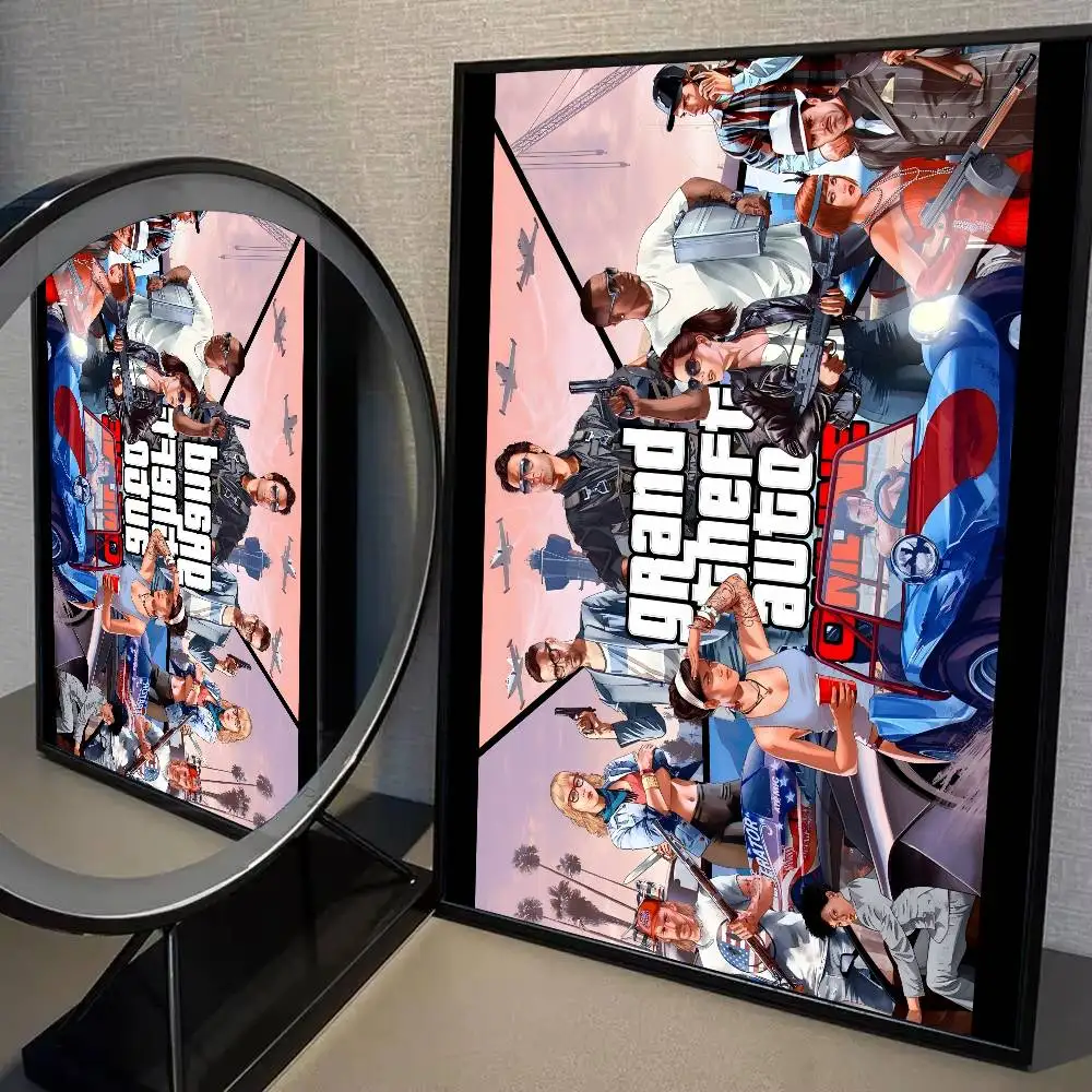 GTA G-Grand T-Theft ملصق تلقائي طباعة A5 A4 A3 A2 جدار ديكور فني لغرفة مكتب هدية لمحبي