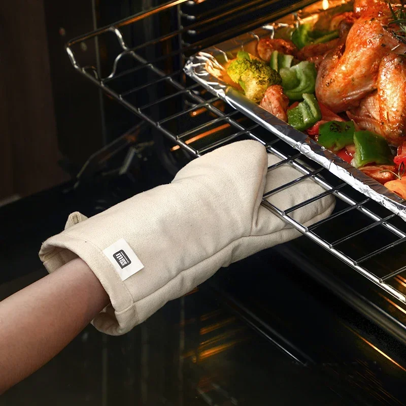 SHIMOYAMA 1/2Pcs Oven Gloves Mitts Anti-scalding Long Baking Gloves Kitchen Hand Clip Microwave Bowl Anti Heat Non-Slip Glove