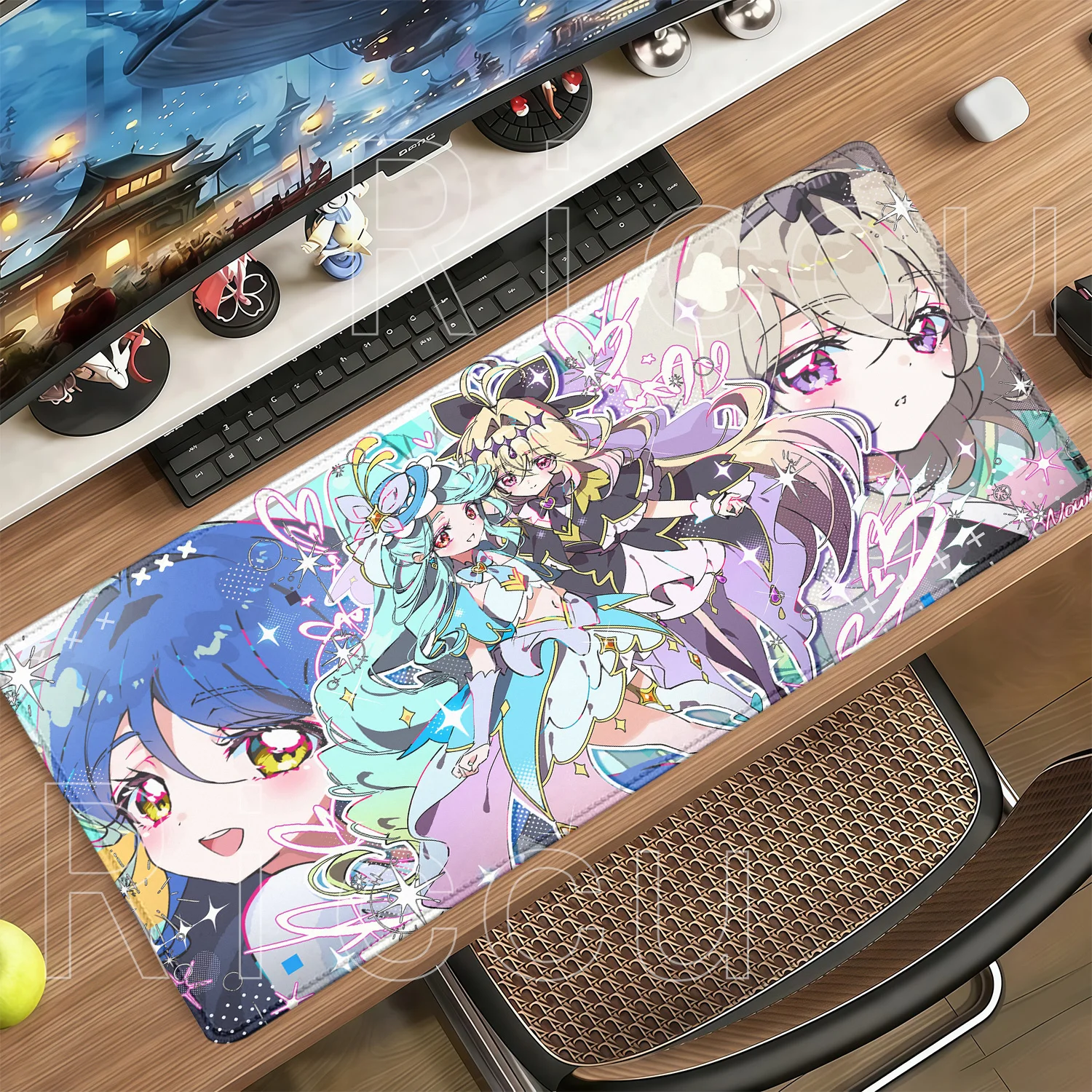 Star Detective Precure! Moria Ruruka るるか Mousepad Kawaii Large Gaming Rubber Non-slip Base Mouse Pad PC HD Printing XXL Desk Mat