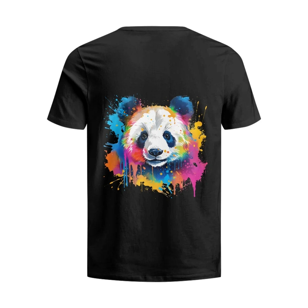 Hycool Cutie Panda Print Round Neck Short Sleeve Cotton T-shirts for Men Tee Top Fresh Classic Basic Tshirt