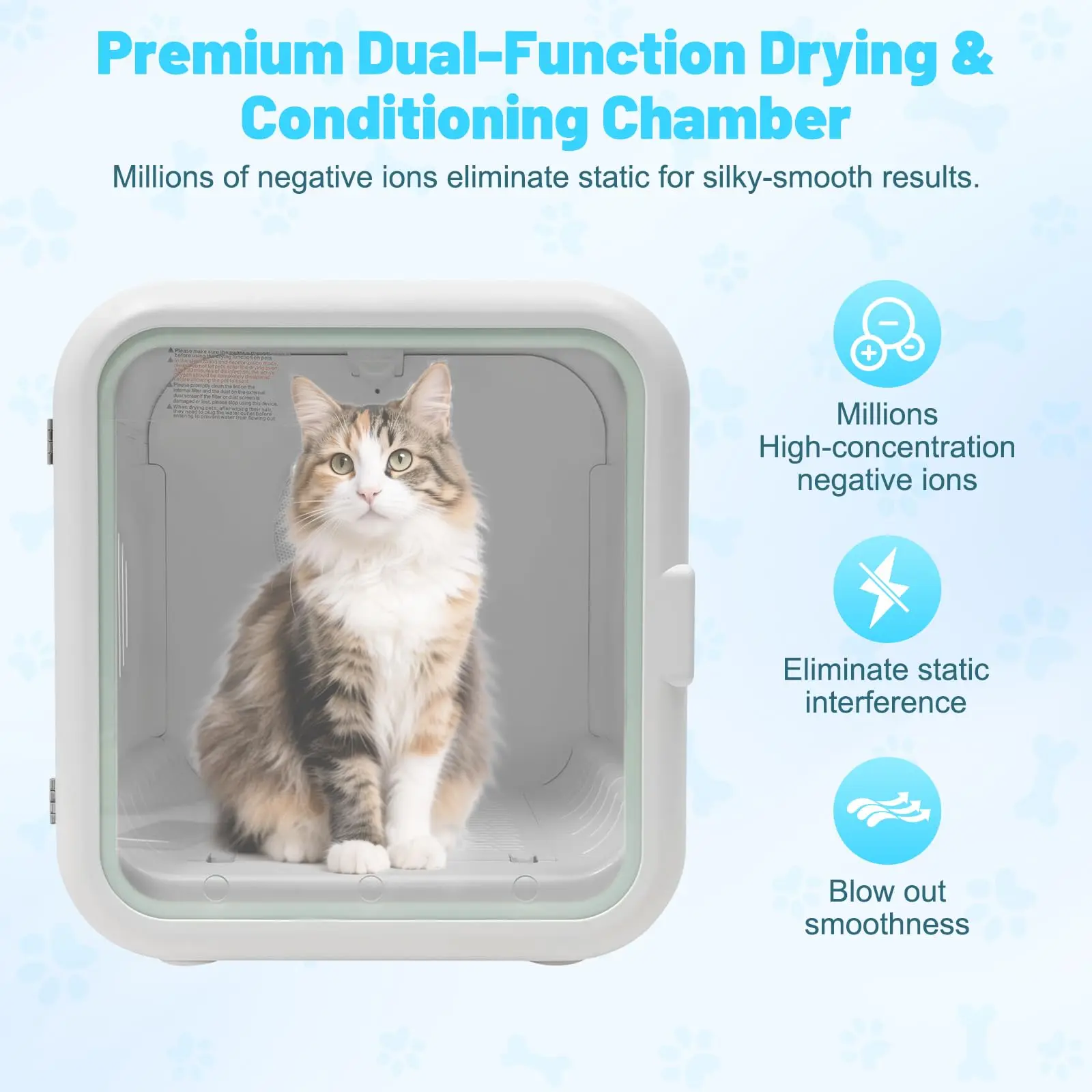 62L Pet Dryer Box for Cats and Small Dogs 【Fastest 15-Minute Drying】, 35dB Ultra Quiet Automatic Cat Dryer Box, 360° Full Body