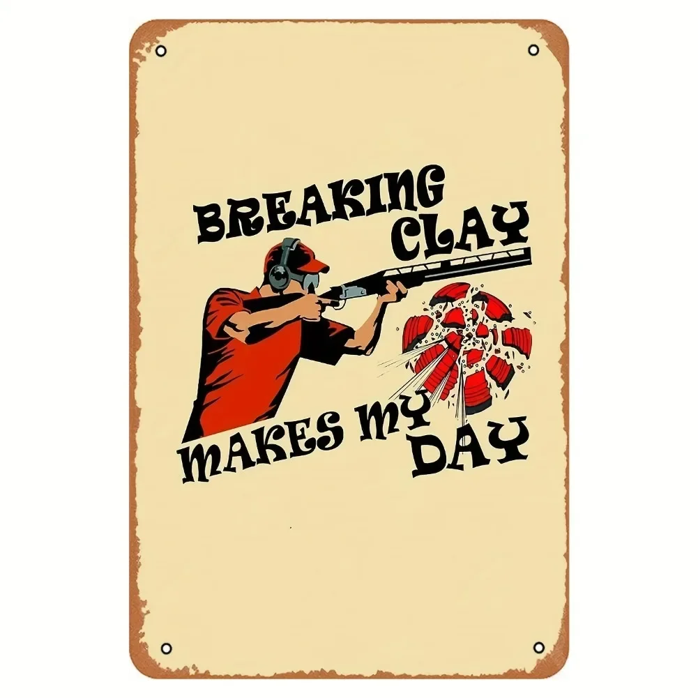 Vintage Clay Pigeon Shooting Metallschild, 20,3 x 30,5 cm Wanddekoration für Trap Shooting Enthusiasten, Eisenwandkunst mit englischem Text