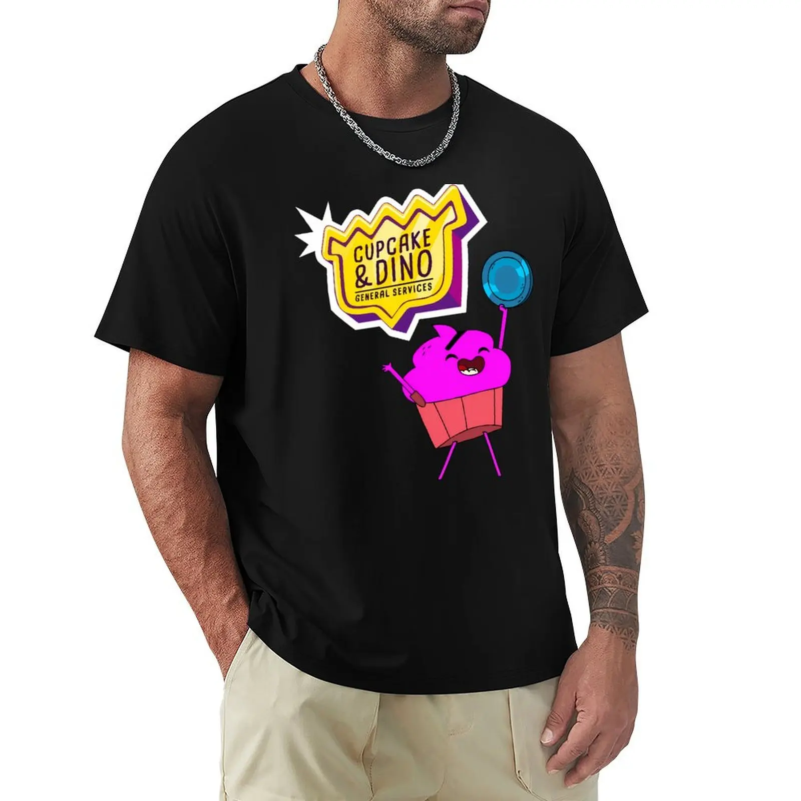 Funny Cupcake & Dino T-Shirt Quick Dry Outdoor Sports T-Shirt