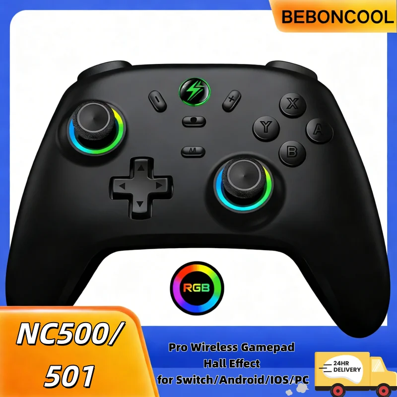 

BEBONCOOL NC500 Pro Wireless Gamepad Hall Effect for Switch/Android/IOS/PC - Anti-Slip Grip Long Battery for 3A Gaming