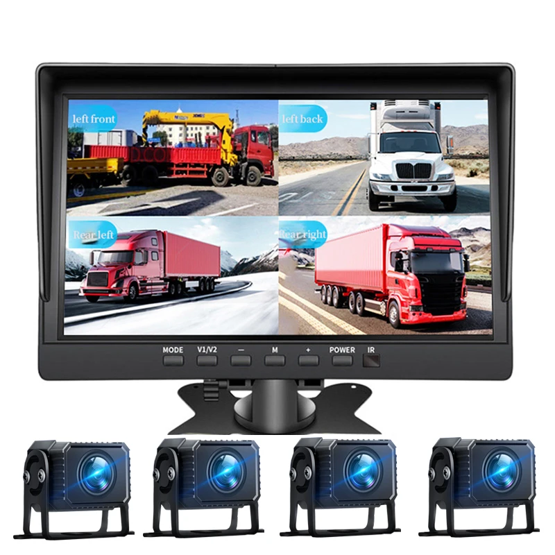 T704 7 Inch 4 Channel Truck BSD Blind Area Camera Monitor System 1080P 360 Degree Driving Recorder Bus Dash Cam