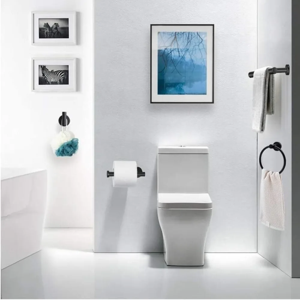 

14 PCS Black Bathroom Accessories Set Bath Towel Bar Set Towel Rack Wall Mounted