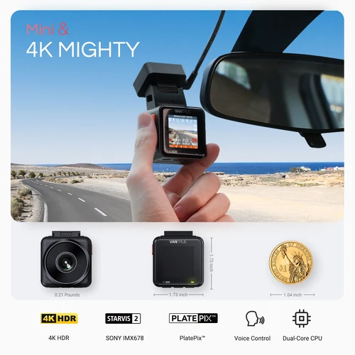 Imagen 2 del producto Vantrue E1 Pro 4K Mini DashCam Delantero STARVIS 2 Placa Pix ™   Cámara de salpicadero de visión nocturna HDR para coche 5G WiFi y GPS compatible con 1TB máx.