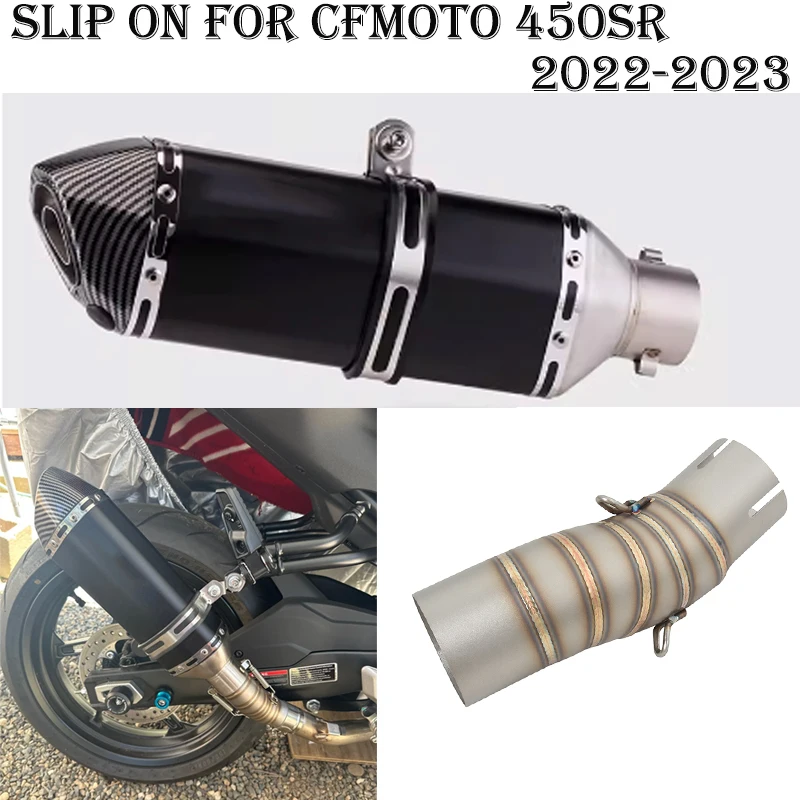 Slip On For CFMOTO 450SR 450SS 2022 2023 Motorcycle Exhaust Escape System Moto Modified Muffler Middle Link Pipe DB Killer