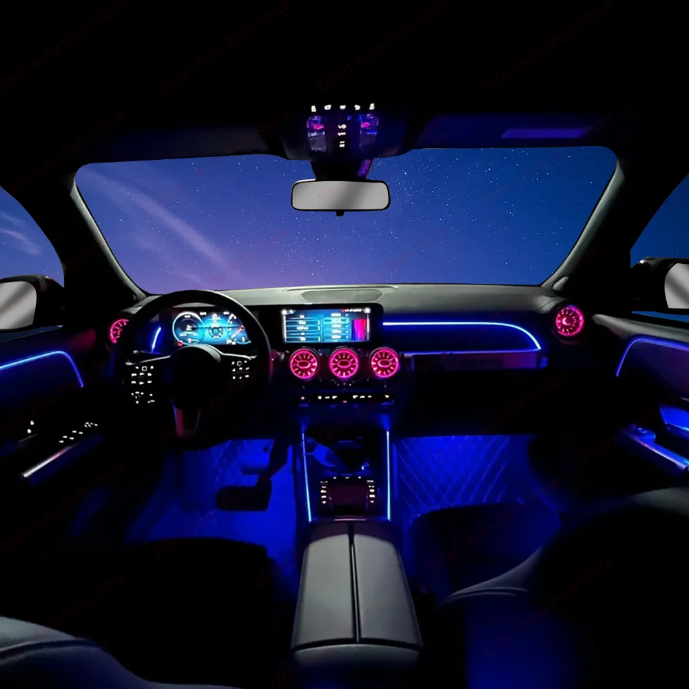 Auto-Umgebungslicht für Mercedes-Benz W177 W118 W246 CLA, 64 Farben, LED-beleuchtete Atmosphäre, Umgebungslicht, fortschrittlicher Luftauslass