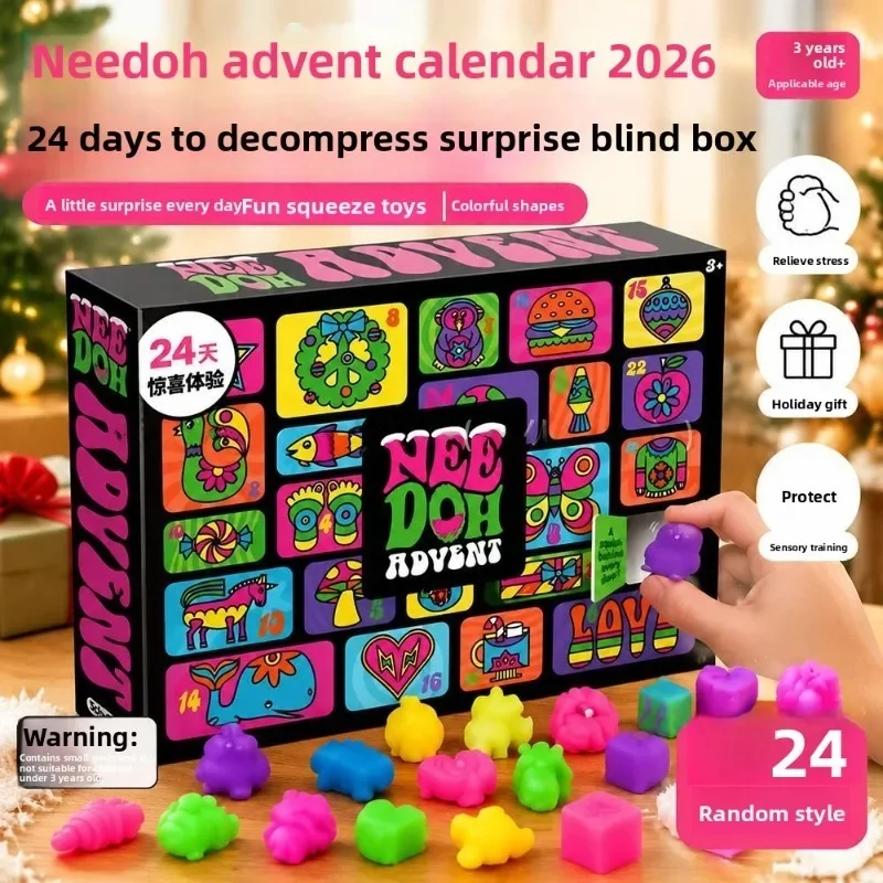 24 Days Xmas Countdown Advent Calendar 24Pcs Squishy Fidget Toys Surprise Mystery Box Stress Relief Sensory Gift for Boys Girls