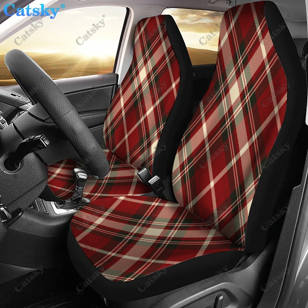 Tartan Plaid Pattern Car seat cover interior accessories printed pattern protection stain-resistant seat cover