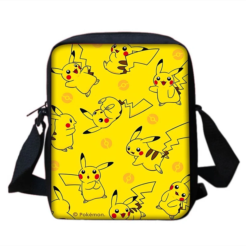 Saco bonito do mensageiro do ombro impresso do anime para meninos e meninas, Pikachus, bolsa ocasional da criança, saco de compras do telefone, homens e mulheres